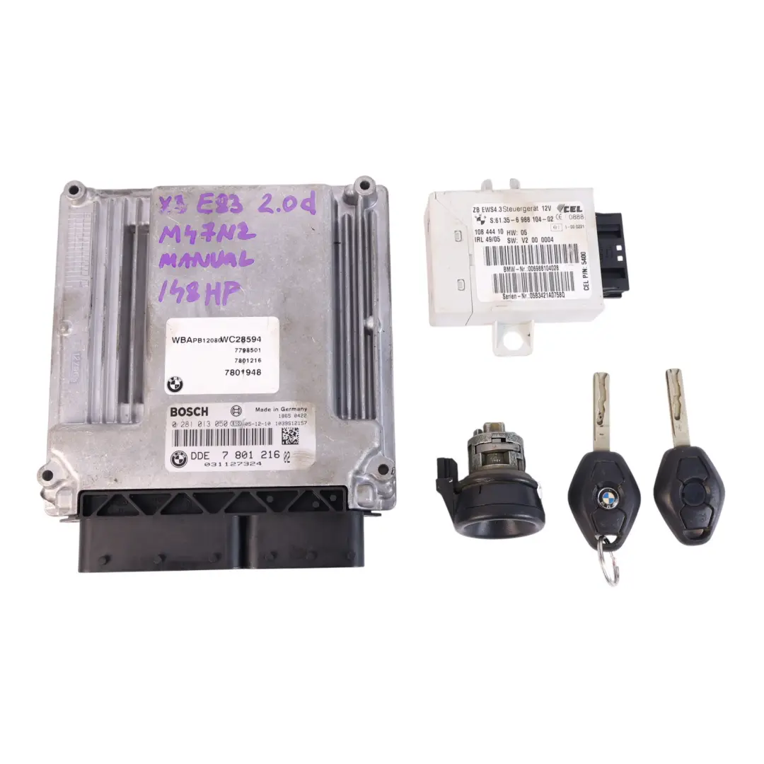 150HP M47N2 Motore Diesel Controllo ECU DDE Kit Manuale per BMW X3 E83 2.0D con numero di parte 7801216 BMW X3 E83 2.0D 150HP M47N2 Motore Diesel Controllo ECU DDE Kit Manuale - SKU 7801216-1 - Numero di parte 7801216