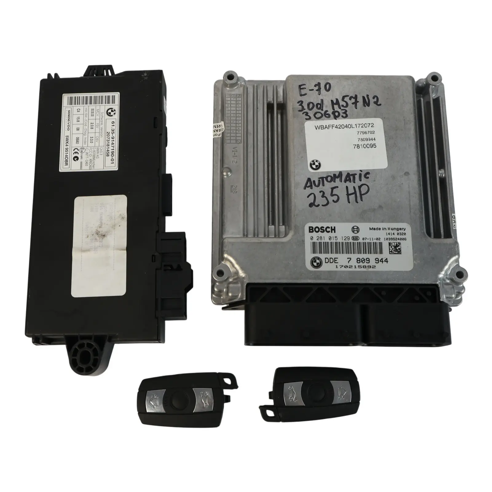 BMW E60 E61 E90 E91 330d 530d M57N2 231HP Engine ECU KIT DDE 7809944 Automatic