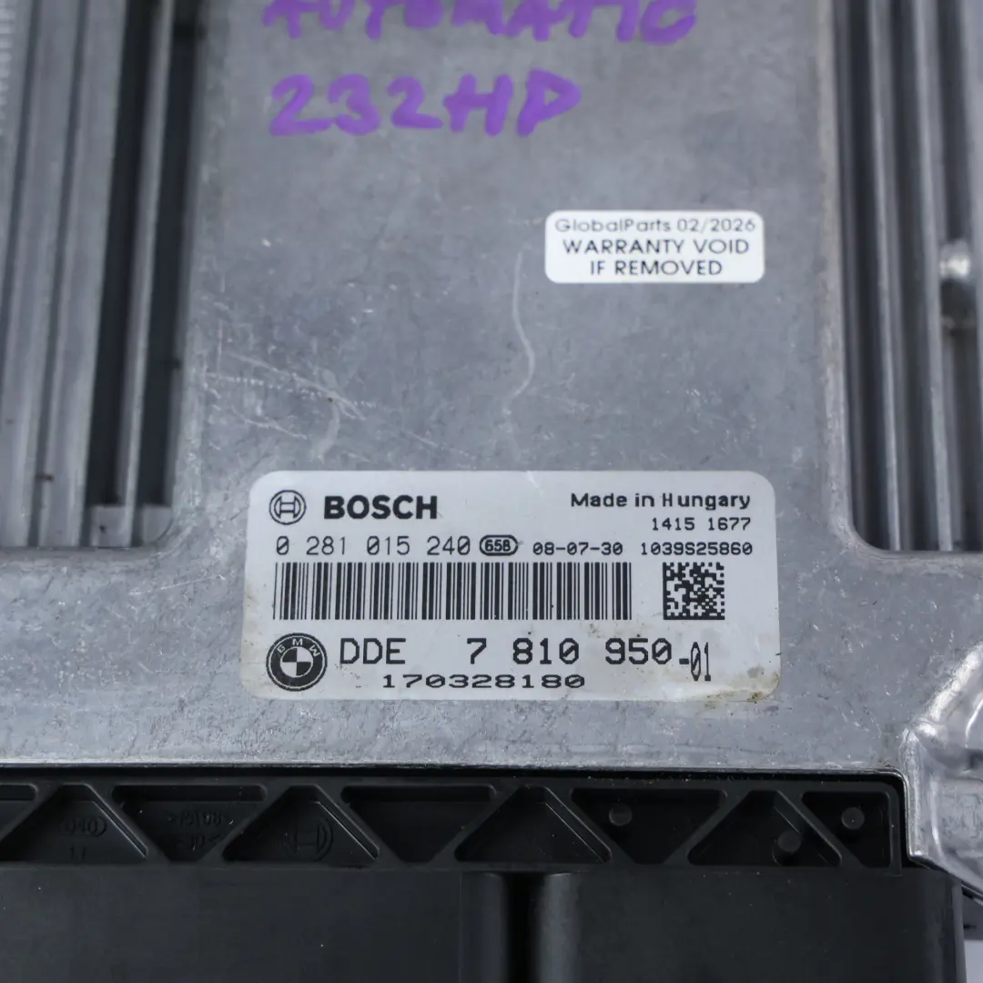 BMW E60 E61 LCI 530d M57N2 232HP Engine Control ECU Kit DDE Automatic - SKU 7810950-8 - Part number 7810950