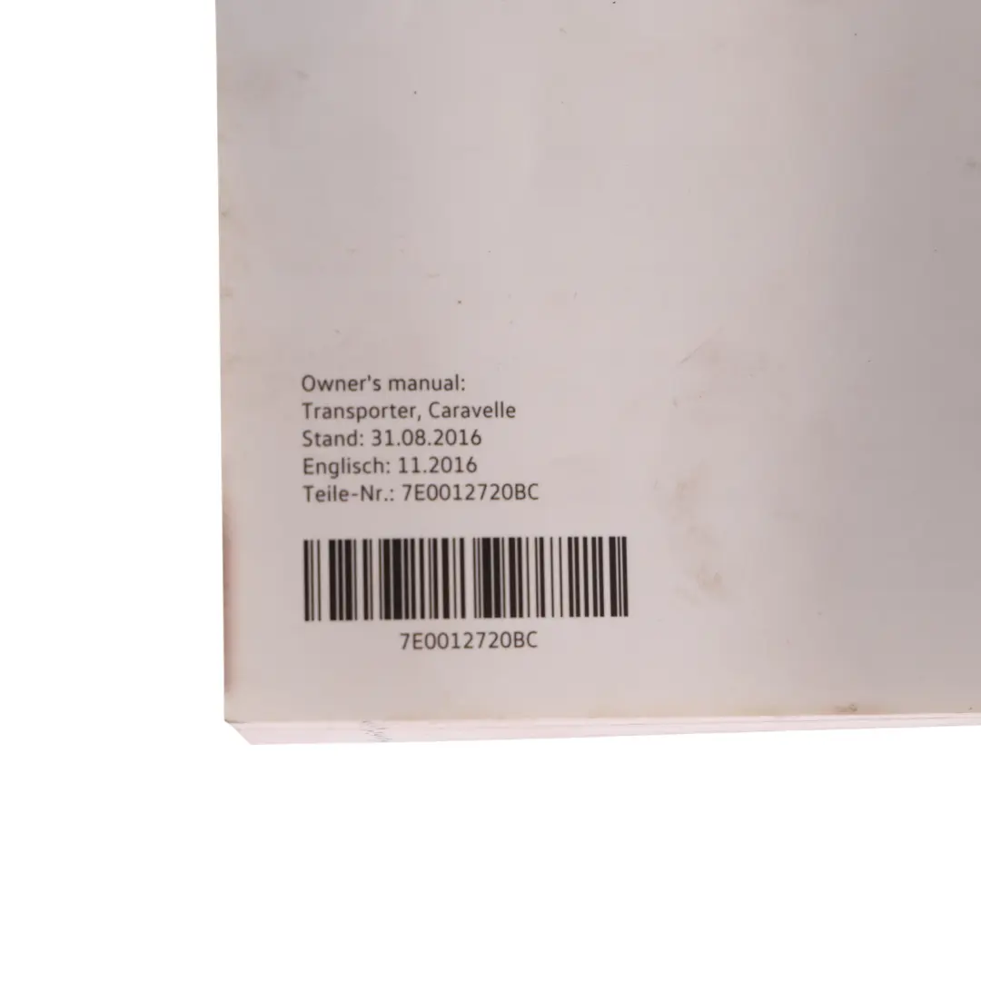 Volkswagen VW Transporter T6 Owner's Handbook Manual Book Pouch Case Wallet Set - SKU 7E0012720BC - Part number 7E0012720BC