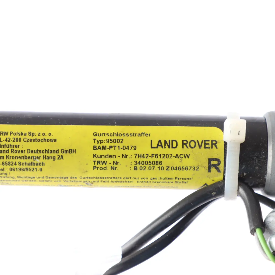 Belt Tensioner Buckle Front Right O/S to Range Rover L322 Seat with Part number 7H42-F61202-ACW Range Rover L322 Seat Belt Tensioner Buckle Front Right O/S - SKU 7H42-F61202-ACW - Part number 7H42-F61202-ACW