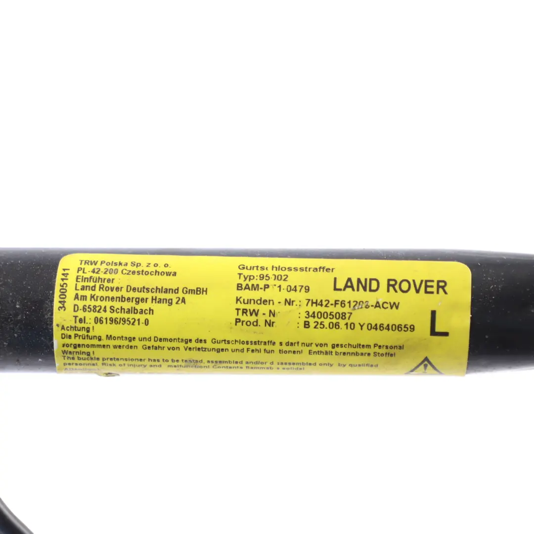 Belt Tensioner Buckle Front Right O/S to Range Rover L322 Seat with Part number 7H42-F61203-ACW Range Rover L322 Seat Belt Tensioner Buckle Front Right O/S - SKU 7H42-F61203-ACW - Part number 7H42-F61203-ACW