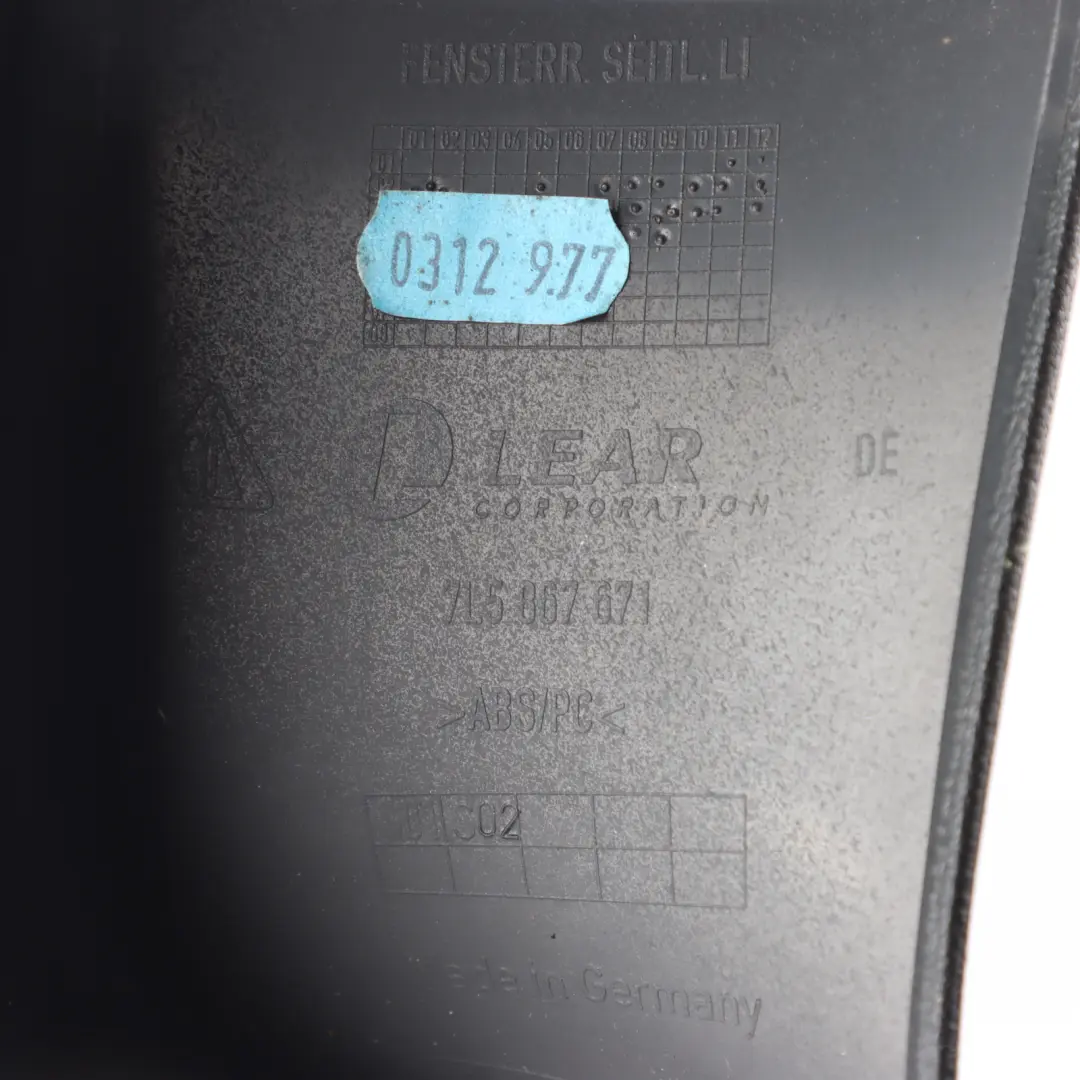 Window Trim Left N/S to Porsche Cayenne 9PA Rear Hatch Tailgate with Part number 7L5867671 Porsche Cayenne 9PA Rear Hatch Tailgate Window Trim Left N/S - SKU 7L5867671 - Part number 7L5867671