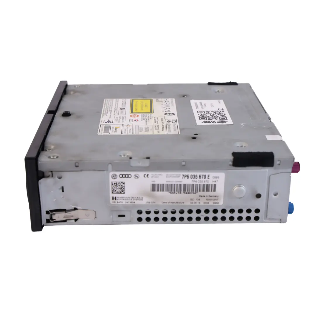 VW Volkswagen Touareg 7P Panel Unidad Principal Radio Estéreo CD - SKU 7P6035670E - Número de pieza 7P6035670E