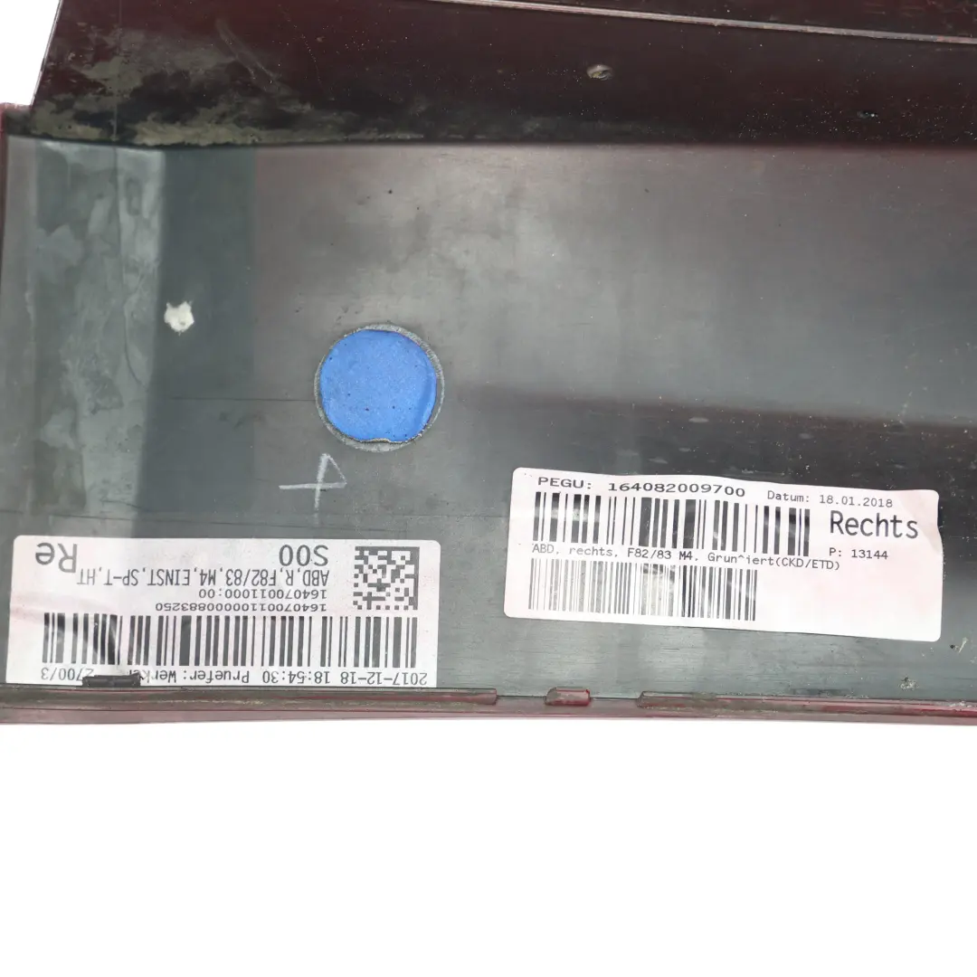 BMW F82 F83 M4 Faldón Lateral Derecho Melbourne Red Metallic - A75 - SKU 8059628-MRT - Número de pieza 8059628