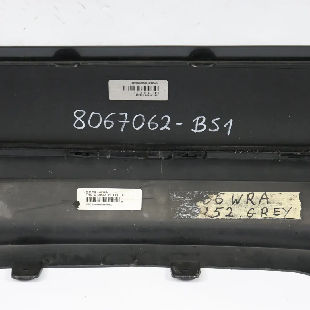 Bumper Trim Panel Covering M Sport PDC Black Sapphire - 475 to BMW F46 Rear with Part number 8067062 BMW F46 Rear Bumper Trim Panel Covering M Sport PDC Black Sapphire - 475 - SKU 8067062-BS1 - Part number 8067062