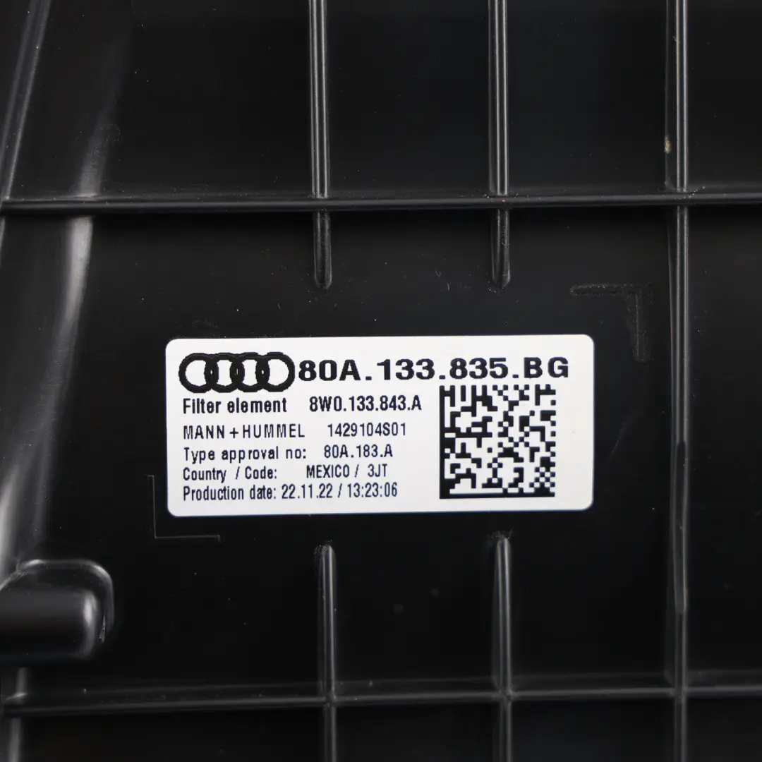 Audi Q5 FY Air Filter Box Air Intake Silencer Filter Box 40 TDI - SKU 80A133835BG - Part number 80A133835BG