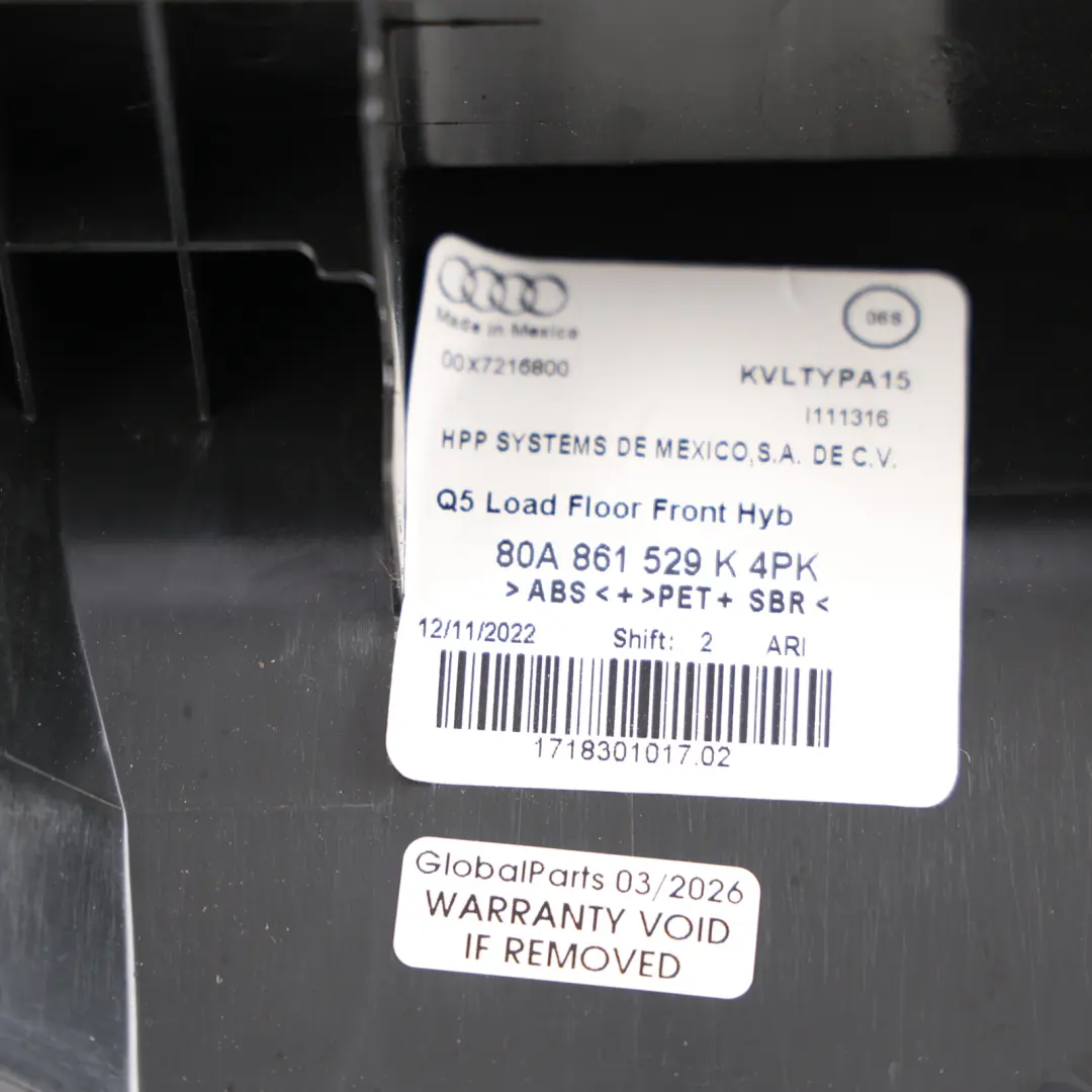 Audi Q5 FY Rear Trunk Boot Strip Liner Floor Frame - SKU 80A861529K - Part number 80A861529K