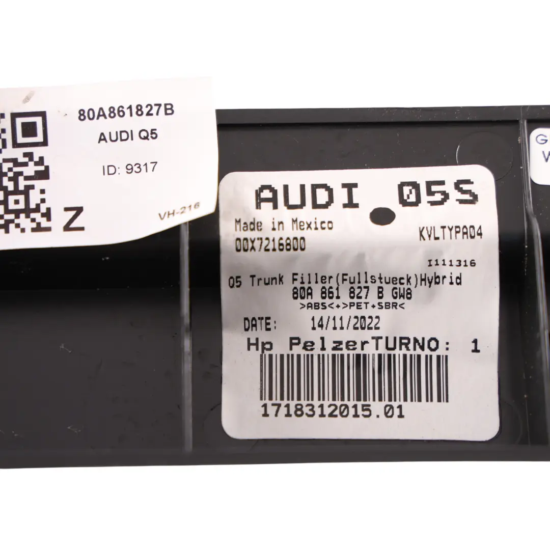 Audi Q5 FY Rear Boot Trunk Interior Trim Cover Panel Left N/S - SKU 80A861827B - Part number 80A861827B