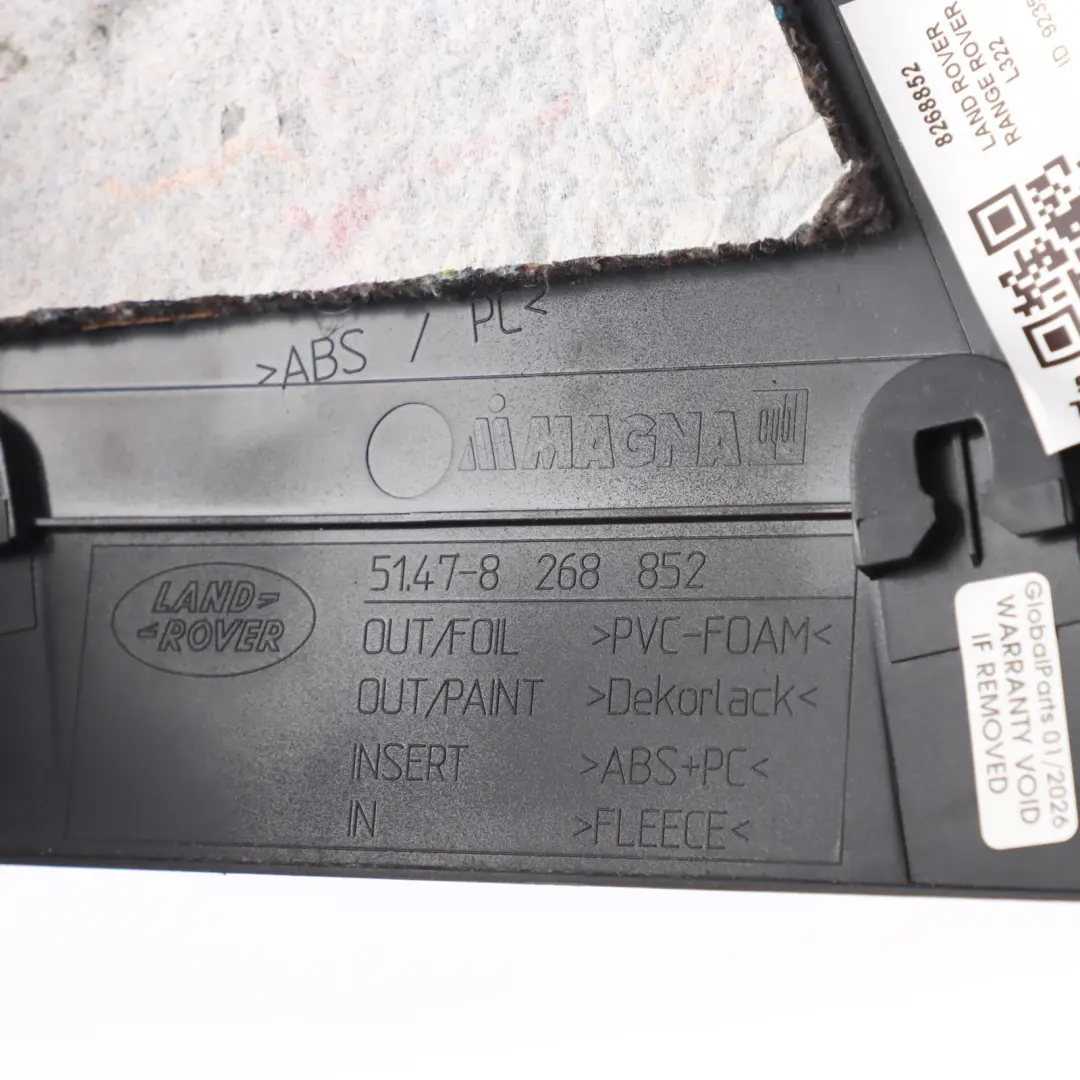 Range Rover L322 B-Pillar Trim Cover Panel Moulding Black Right O/S - SKU 8268852 - Part number 8268852