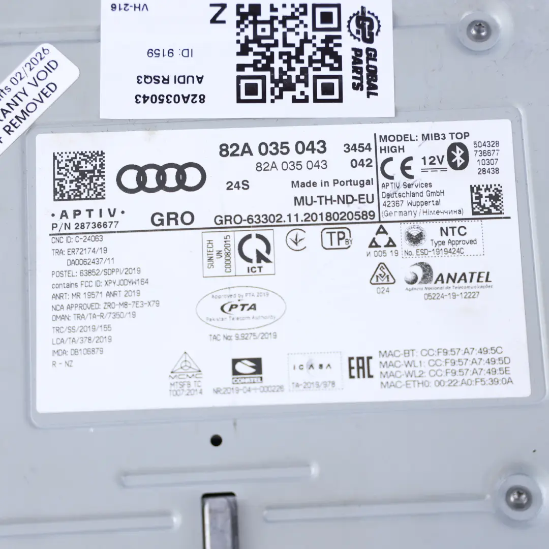 Audi Q3 F3 Audio Zentralrechner Steuergerät Navigation - SKU 82A035043 - Teilenummer 82A035043