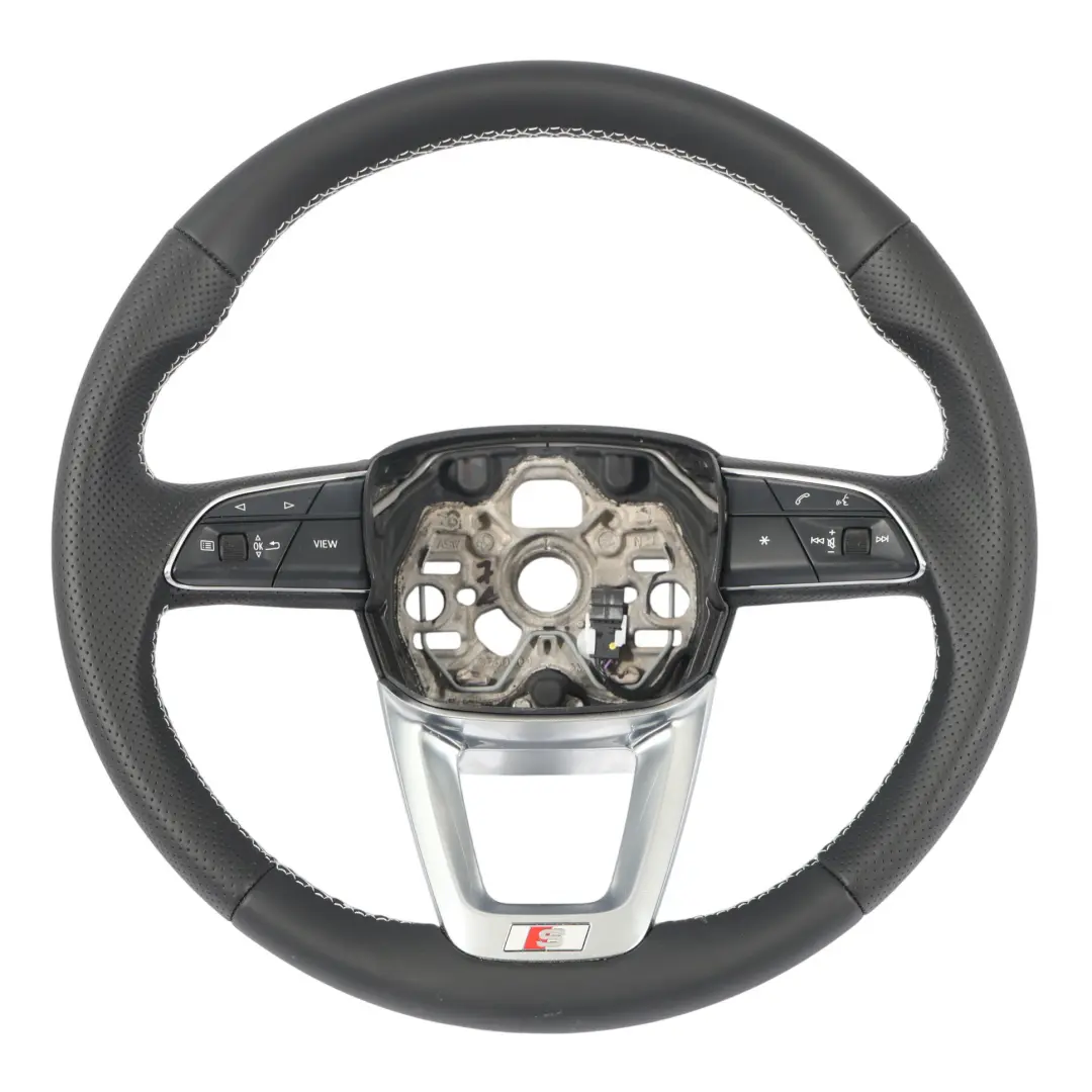 Audi Q3 F3 MK2 Steering Wheel S-Line NEW Black Leather White Threads - SKU 83A419091AJ-1 - Part number 83A419091AJ