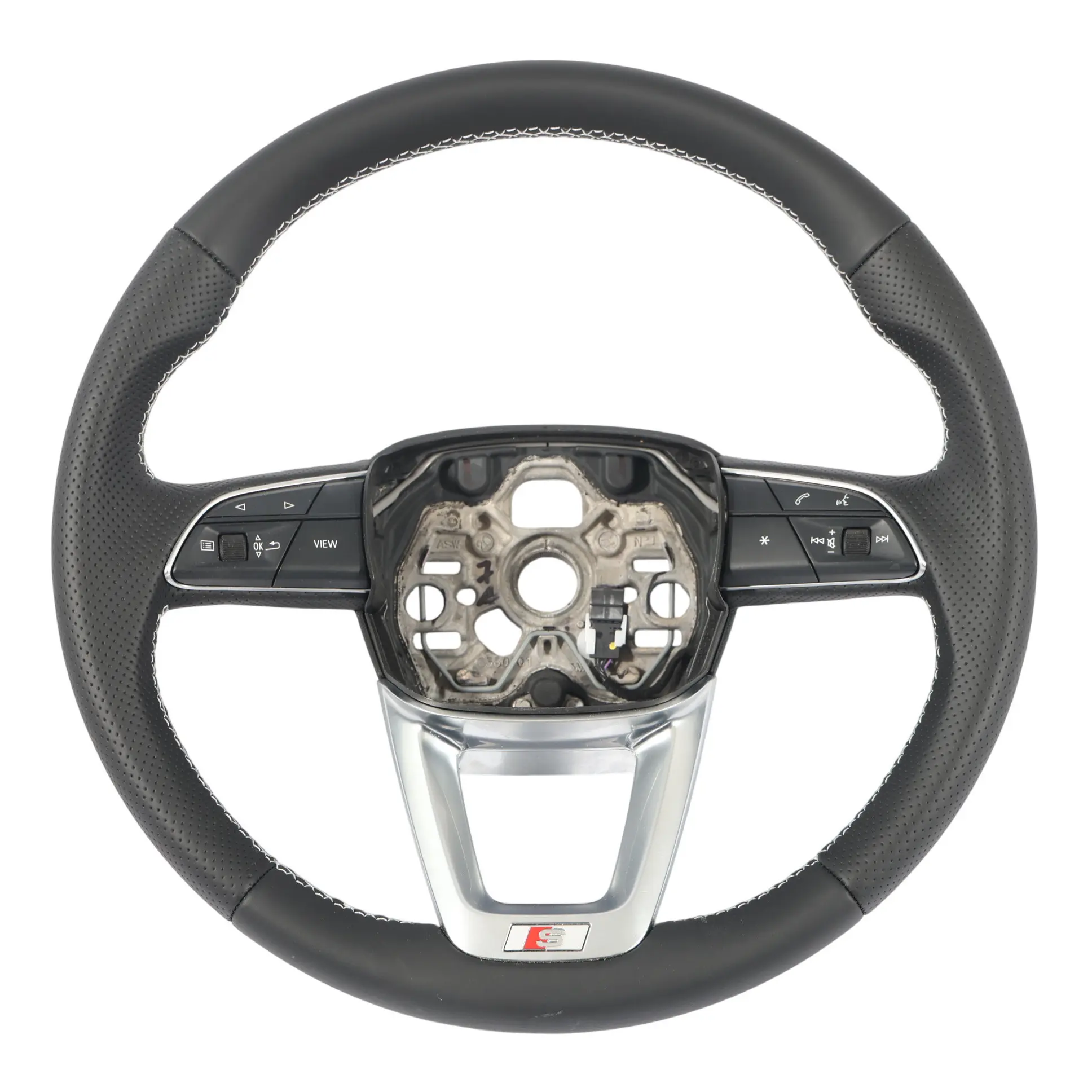 Audi Q3 F3 MK2 Steering Wheel S-Line NEW Black Leather White Threads 83A419091AJ