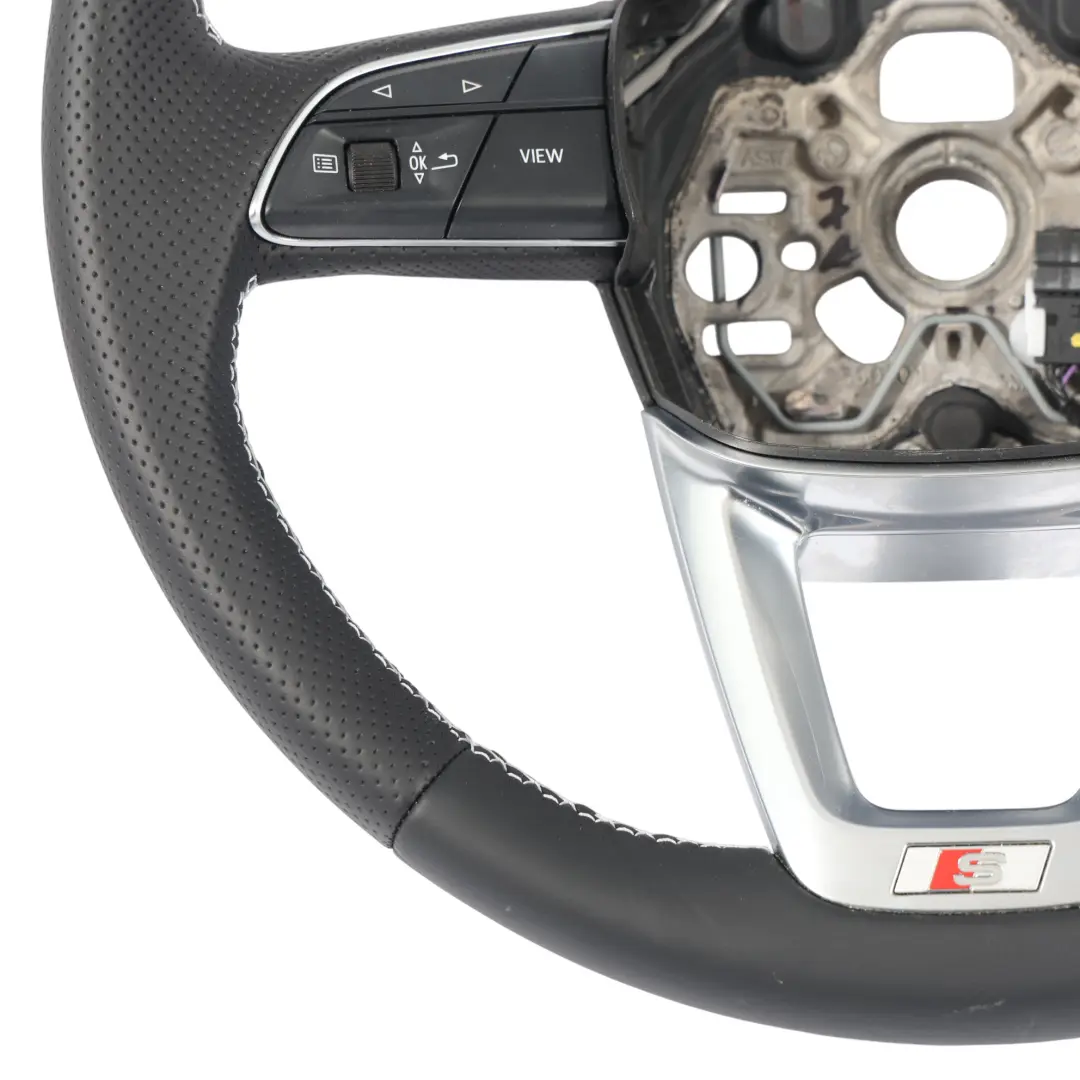 Audi Q3 F3 MK2 Volante S-Line NUOVO Pelle Nera Fili Bianchi - SKU 83A419091AJ-1 - Numero di parte 83A419091AJ