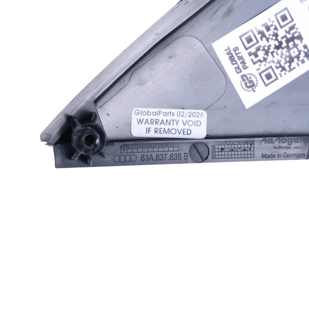 Audi Q3 F3 Embellecedor Esquina Puerta Delantera Derecha Negro - SKU 83A837638B - Número de pieza 83A837638B