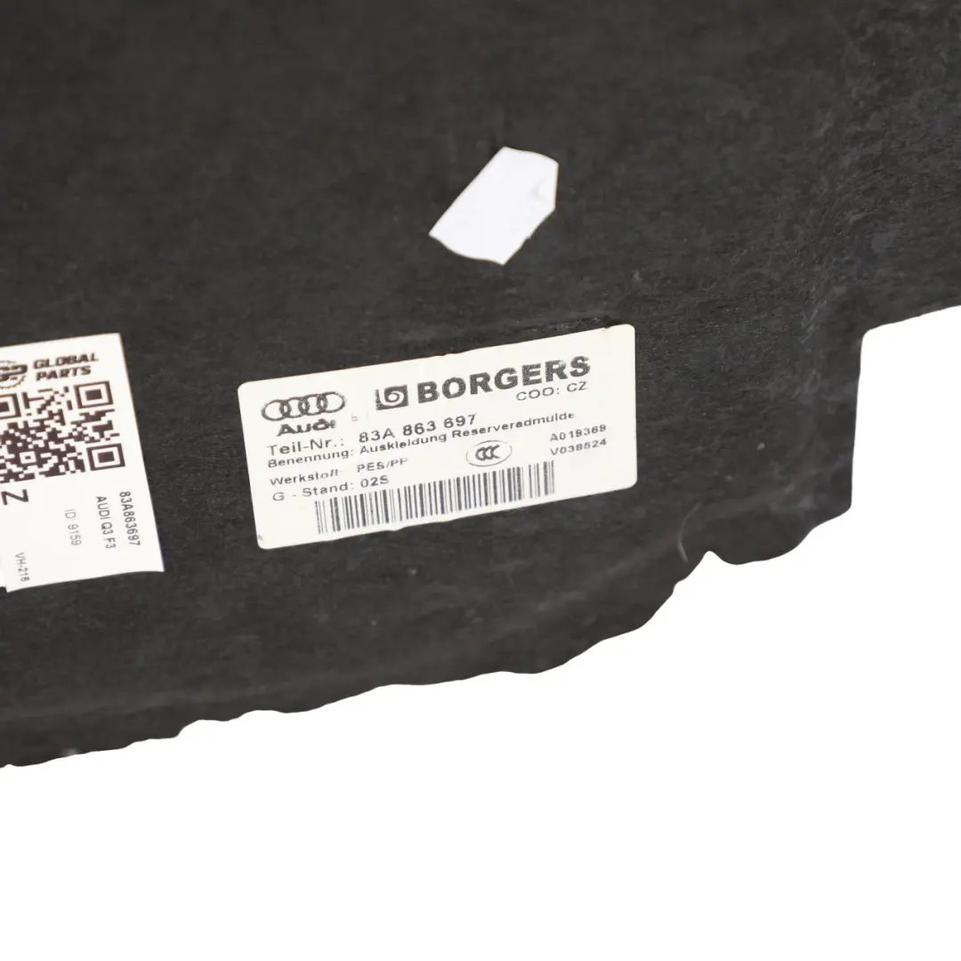 Audi Q3 F3 Boot Trunk Floor Liner Spare Wheel Well Trim Panel Black - SKU 83A863697 - Part number 83A863697