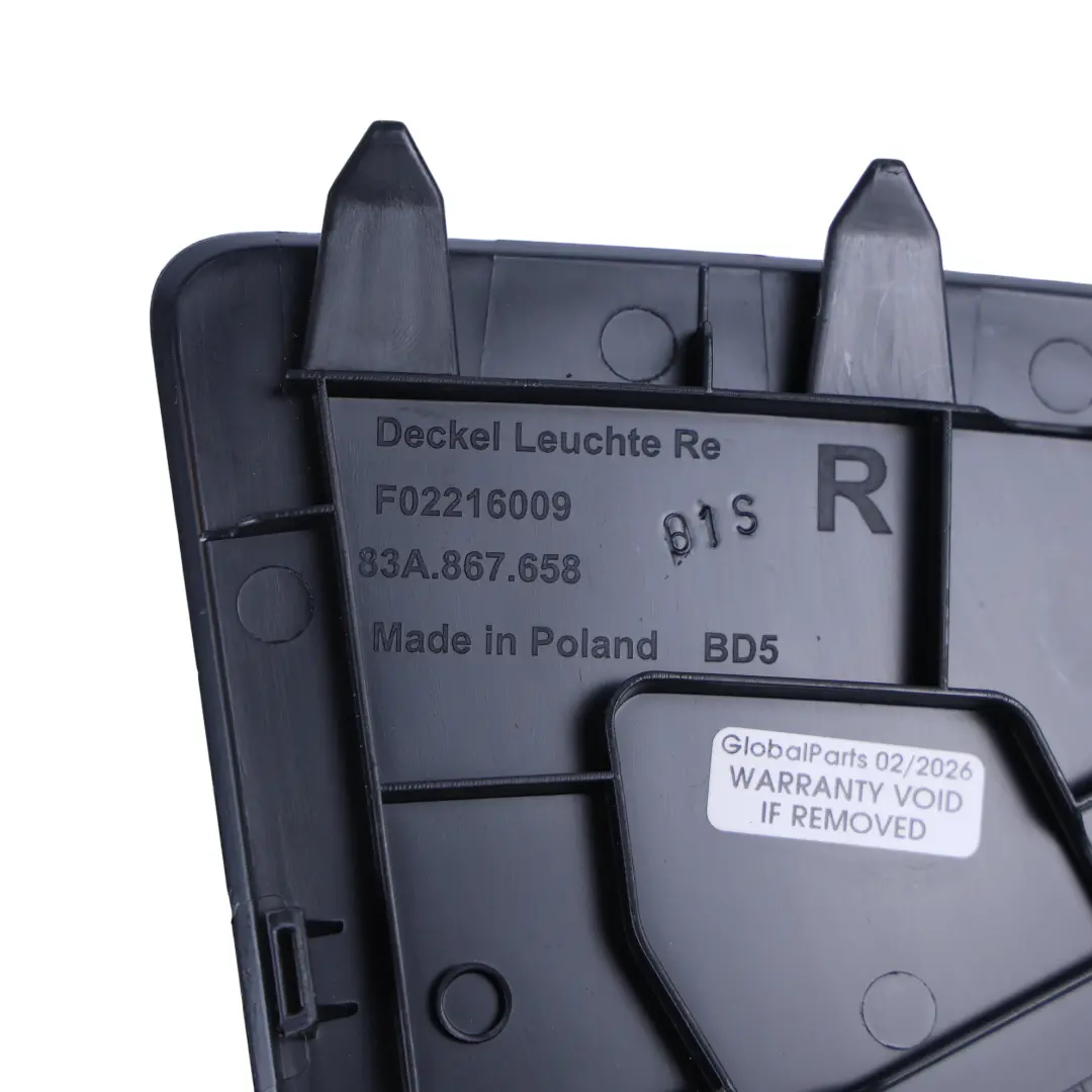 Audi Q3 F3 Cache Feu Arrière Hayon Arrière Droit Intérieur Noir - SKU 83A867658 - Numéro de pièce 83A867658