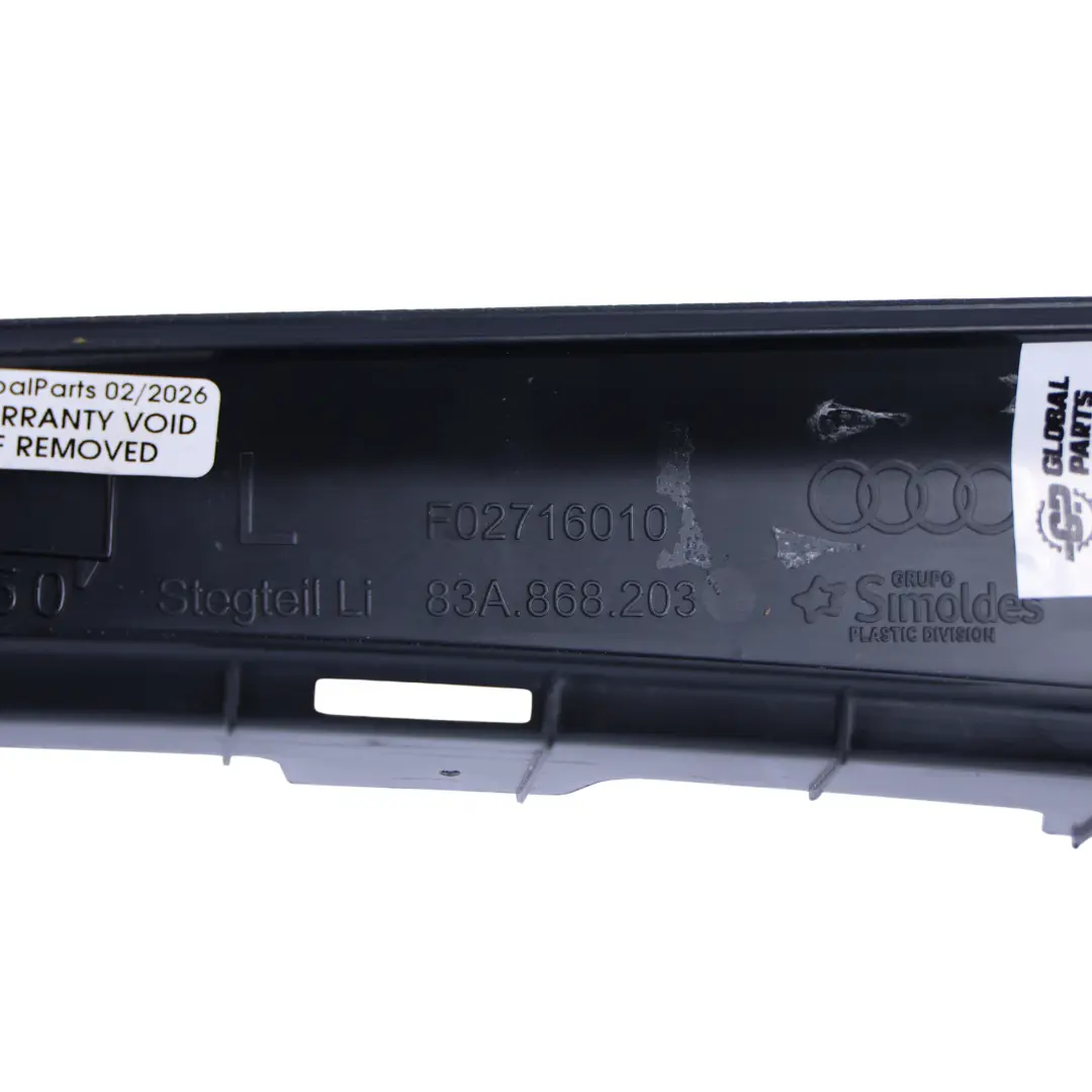 A-Pillar Cubre Panel Moldura Soul Negro Izquierdo para Audi Q3 F3 con número de pieza 83A868203 Audi Q3 F3 A-Pillar Cubre Panel Moldura Soul Negro Izquierdo - SKU 83A868203 - Número de pieza 83A868203