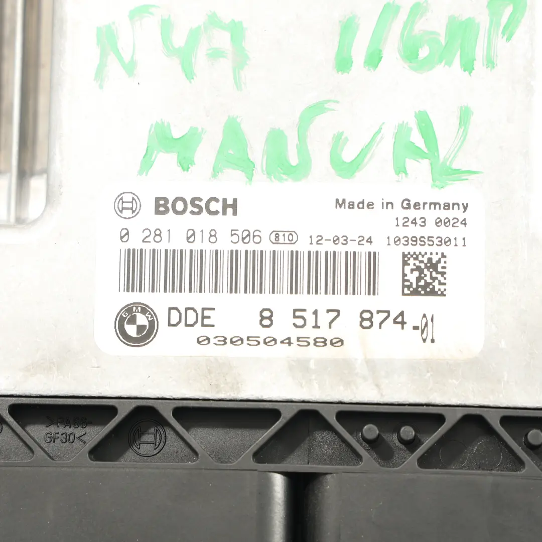 BMW F20 F21 F30 116D 316D N47N 116HP Motor Steuerung ECU DDE Kit Manual - SKU 8517874-12 - Teilenummer 8517874