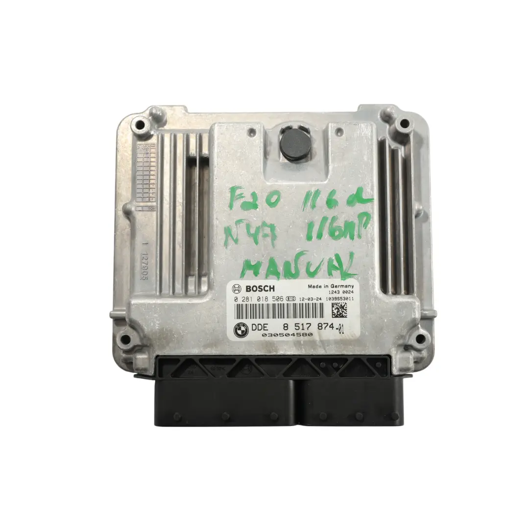BMW F20 F21 F30 116D 316D N47N 116CH Kit Calculateur Moteur DDE Manuel - SKU 8517874-12 - Numéro de pièce 8517874