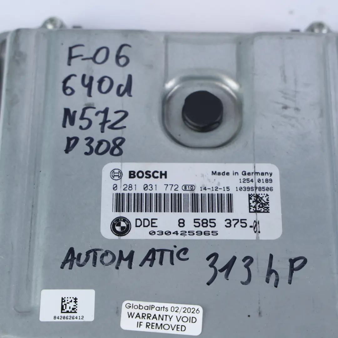 BMW F06 Gran Coupe 640d N57Z 313HP Engine Control ECU Kit 8585375 Automatic - SKU 8585375-1 - Part number 8573557