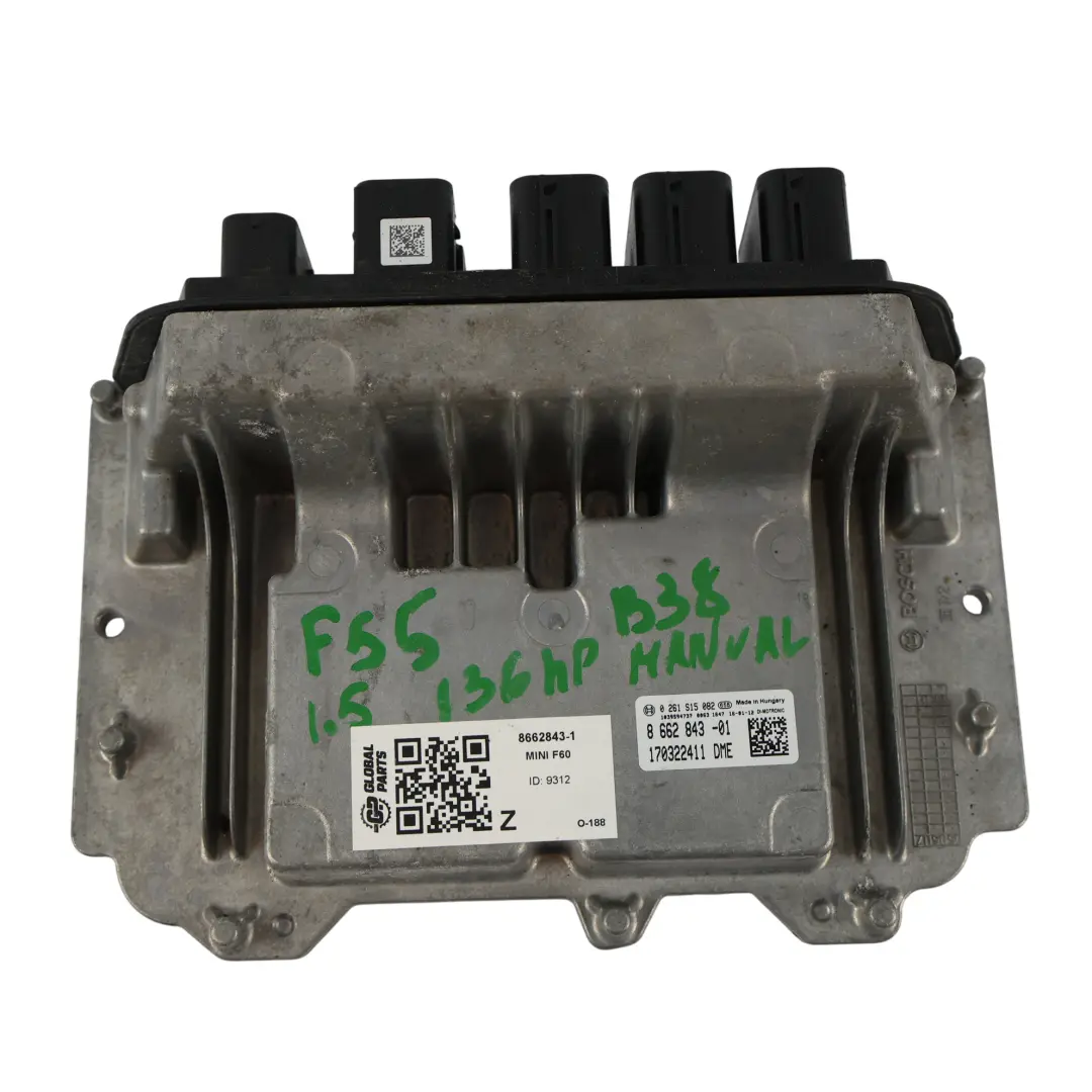 Mini Cooper F55 B38 136HP Modulo Motore ECU DME Kit Manuale - SKU 8662843-1 - Numero di parte 8662843