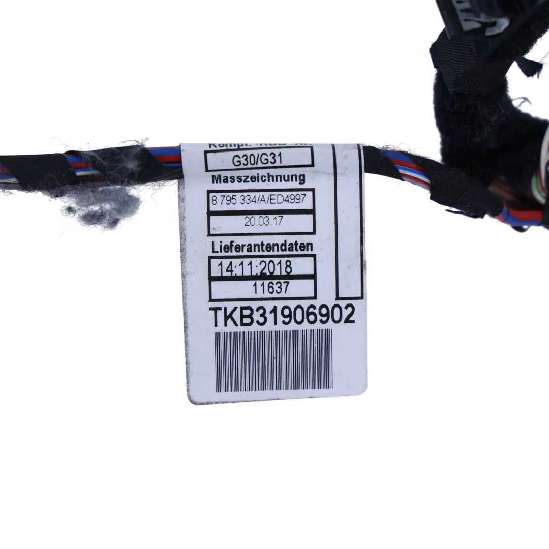 Arnés Cables Puerta Delantera Lado Conductor para BMW 5 G30 F90 M5 con número de pieza 8714773 BMW 5 G30 F90 M5 Arnés Cables Puerta Delantera Lado Conductor - SKU 8714773 - Número de pieza 8714773