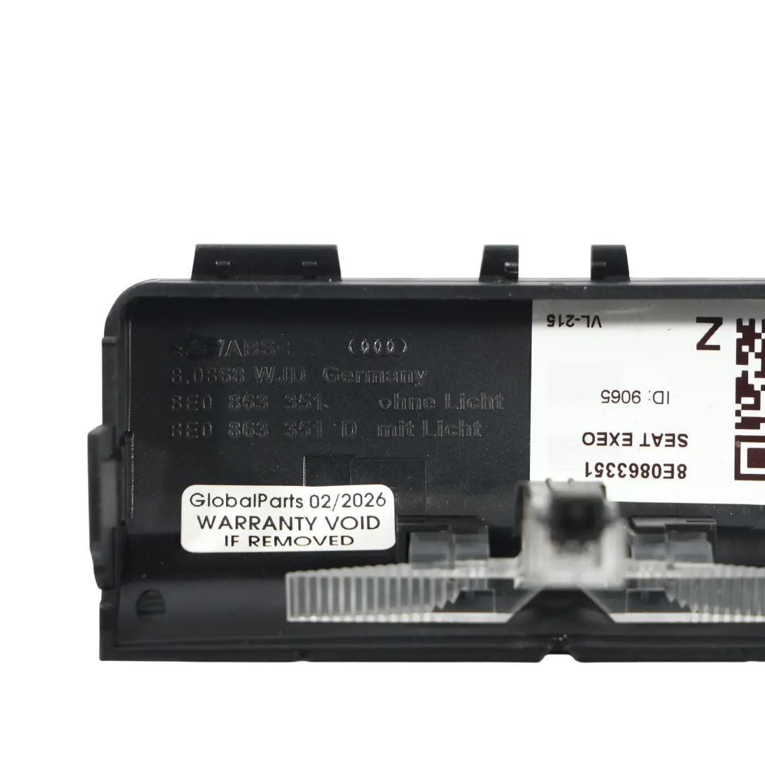 Seat Exeo Osłona Zaślepka Konsoli Środkowej Tylna Światełko - SKU 8E0863351D - Numer Części 8E0863351