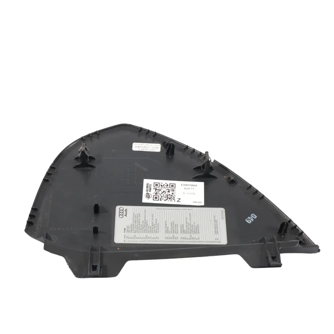 Armaturenbrett Seiten Verkleidungs Endkappe Rechts für Audi TT 8J mit Teilenummer 8J0857086A Audi TT 8J Armaturenbrett Seiten Verkleidungs Endkappe Rechts - SKU 8J0857086A - Teilenummer 8J0857086A