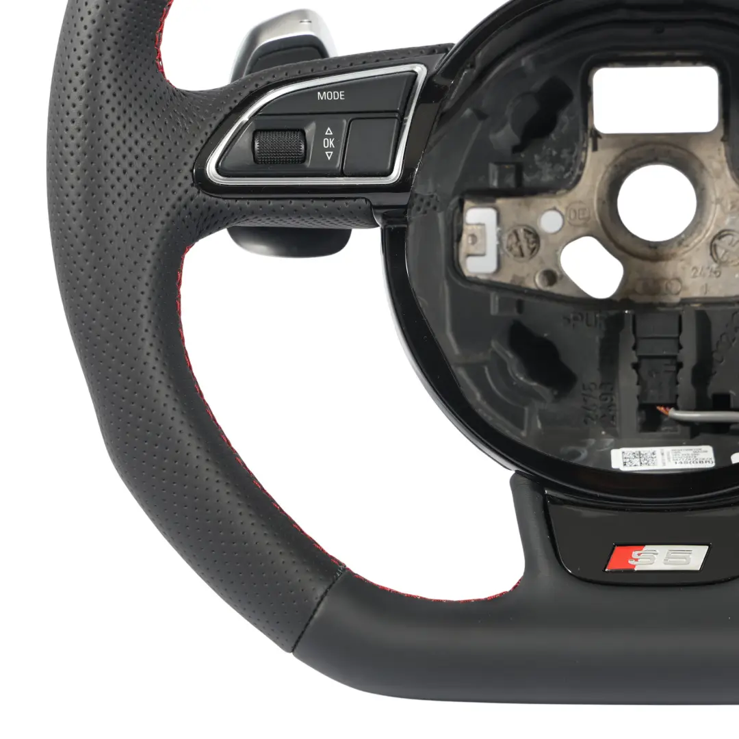 Kierownica NOWA Czarna Skóra Ścięta Łopatki do Audi A5 S5 8T o numerze 8K0419091DK Audi A5 S5 8T Kierownica NOWA Czarna Skóra Ścięta Łopatki - SKU 8K0419091DK-1 - Numer Części 8K0419091DK