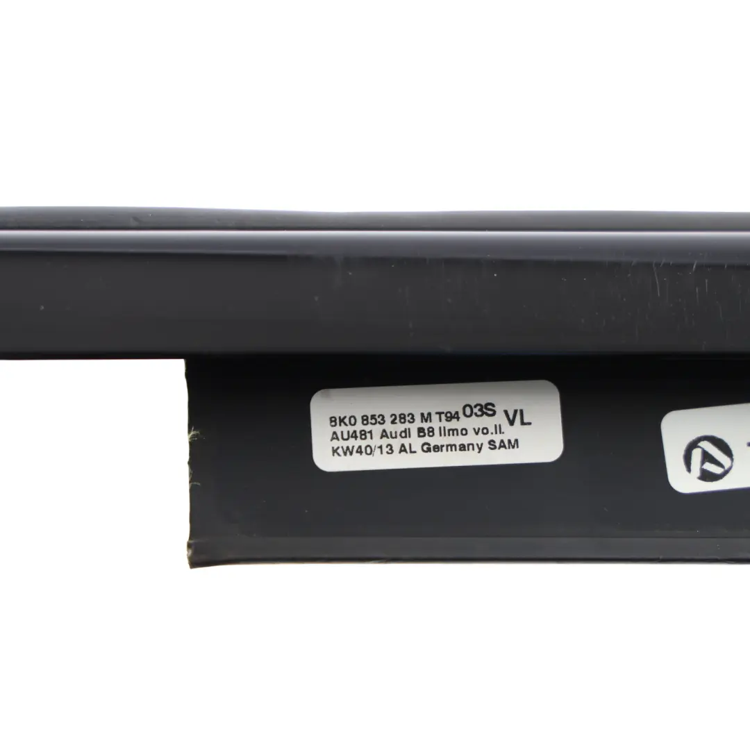 Audi A4 B8 Front Door Window Weather Strip Trim Outer Left N/S Black - SKU 8K0853283M - Part number 8K0853283M
