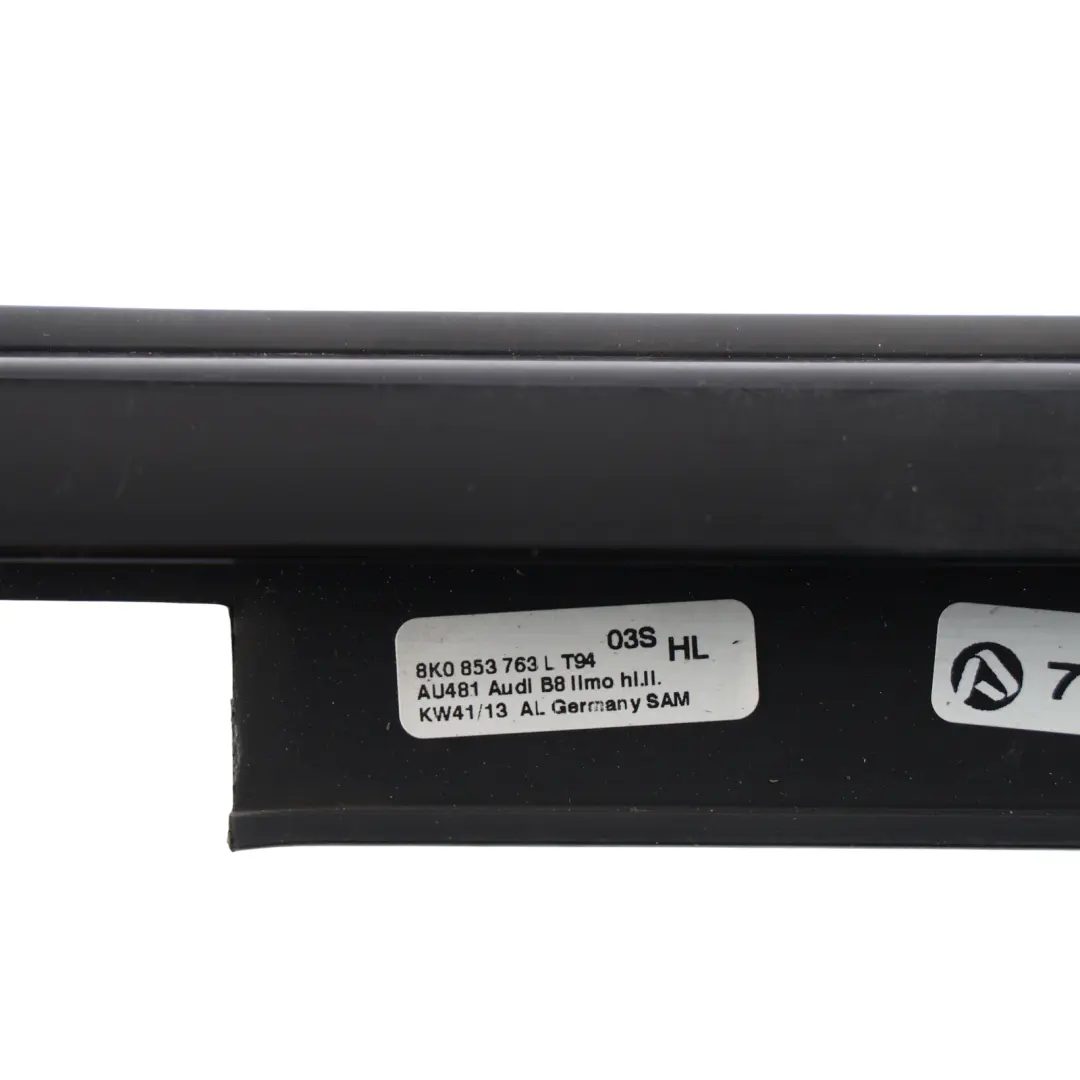 Front Door Window Weatherstrip Seal Trim Left N/S Black to Audi A4 B8 with Part number 8K0853763L Audi A4 B8 Front Door Window Weatherstrip Seal Trim Left N/S Black - SKU 8K0853763L - Part number 8K0853763L