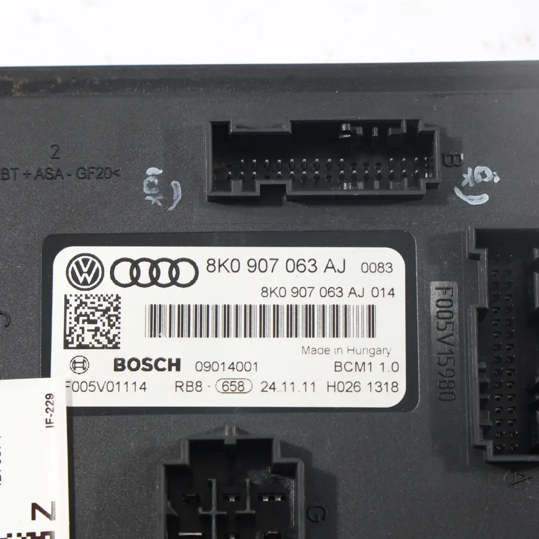 Módulo Unidad Control Confort Carrocería BCM ECU para Audi A5 8T con número de pieza 8K0907063AJ Audi A5 8T Módulo Unidad Control Confort Carrocería BCM ECU - SKU 8K0907063AJ - Número de pieza 8K0907063AJ