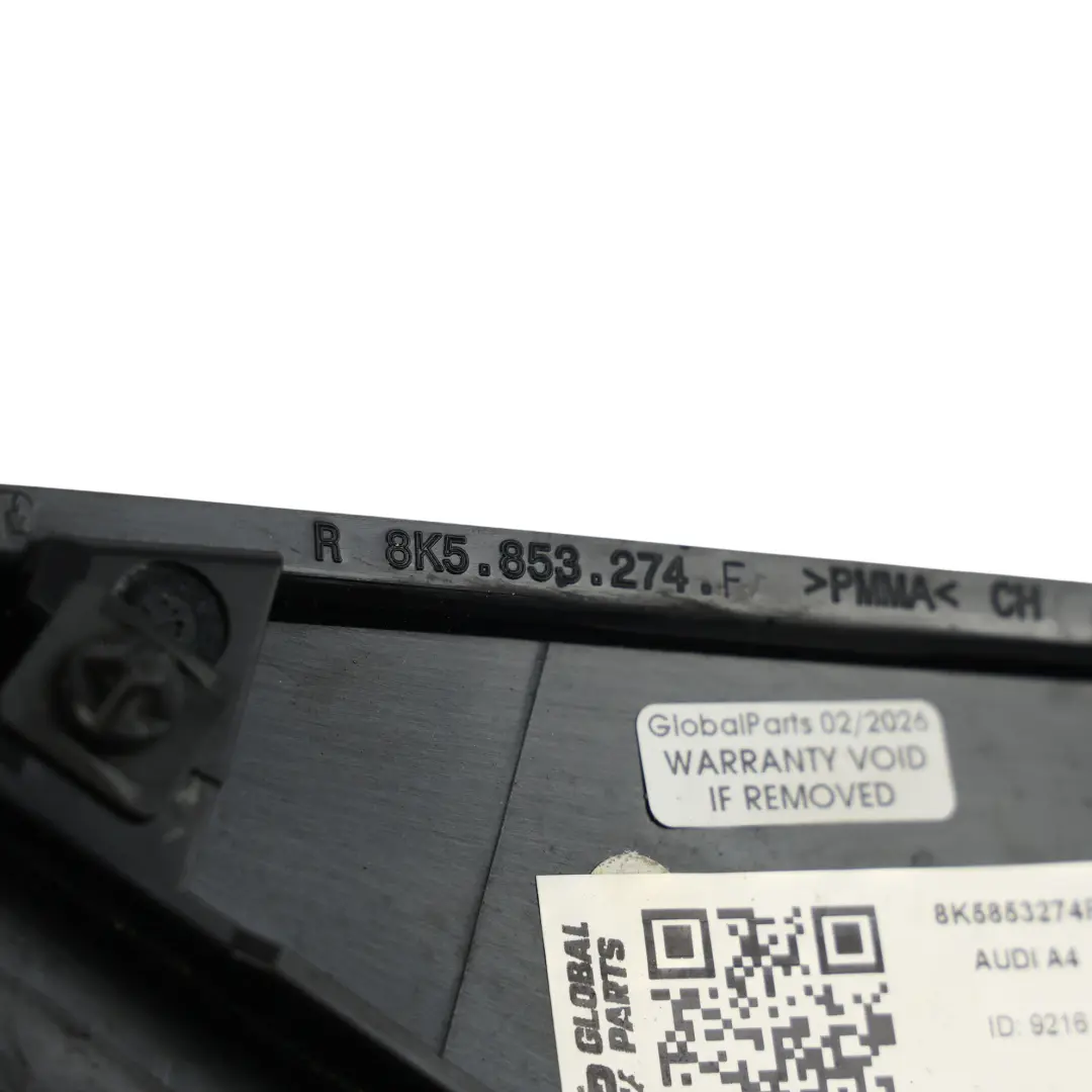 Audi A4 B8 Moulure Triangulaire Cache Vitre De Porte Arrière Droite - SKU 8K5853274F - Numéro de pièce 8K5853274F
