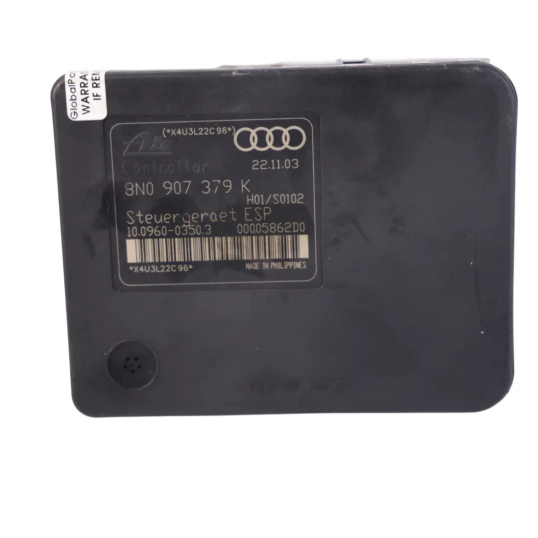 8N 3.2 VR6 Quattro ABS Pumpe Modulator Steuergerät 8N0614517K für Audi TT mit Teilenummer 8N0907379K Audi TT 8N 3.2 VR6 Quattro ABS Pumpe Modulator Steuergerät 8N0614517K - SKU 8N0907379K - Teilenummer 8N0907379K