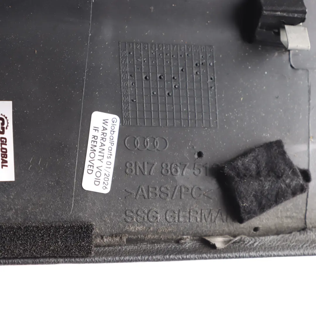 Audi TT 8N Front Windscreen Upper Trim Strip Moulding Soul Black - SKU 8N7867512 - Part number 8N7867512