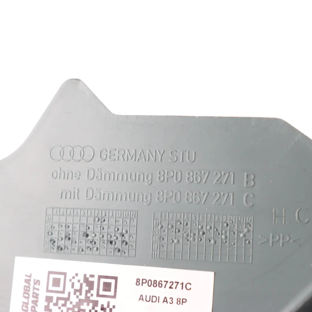 Audi A3 8P Cache Colonne A Inférieur Gauche Gris Minéral - SKU 8P0867271C - Numéro de pièce 8P0867271C