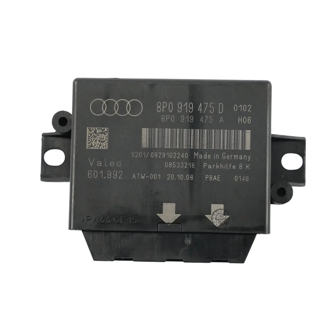 Sensor Distancia Aparcamiento Control Módulo Trasero para Audi A3 8P con número de pieza 8P0919475D Audi A3 8P Sensor Distancia Aparcamiento Control Módulo Trasero - SKU 8P0919475D - Número de pieza 8P0919475D