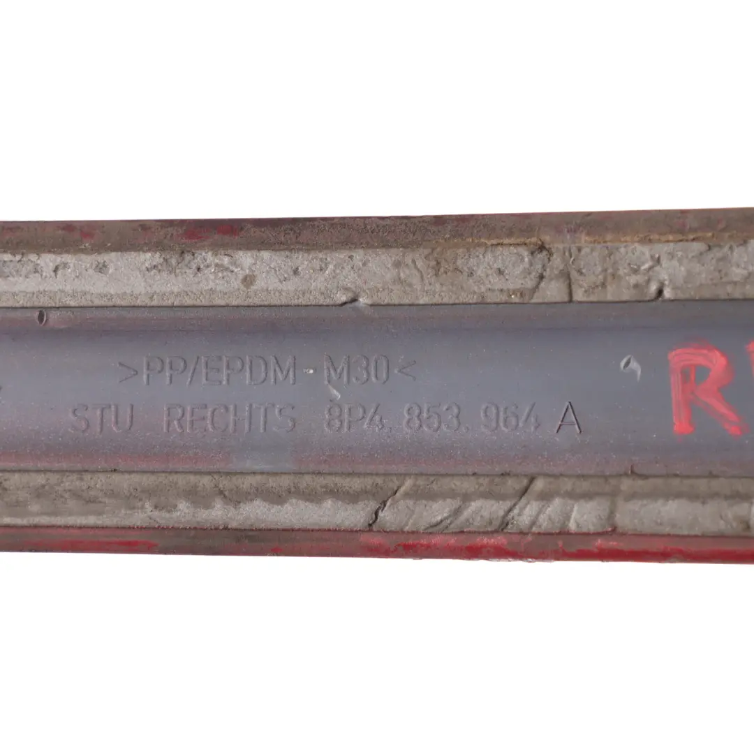 Door Sill Cover Moulding Strip Right O/S Garnet Red Pearl - Z3F to Audi A3 8P Rear with Part number 8P4853964A Audi A3 8P Rear Door Sill Cover Moulding Strip Right O/S Garnet Red Pearl - Z3F - SKU 8P4853964A-GAR - Part number 8P4853964A