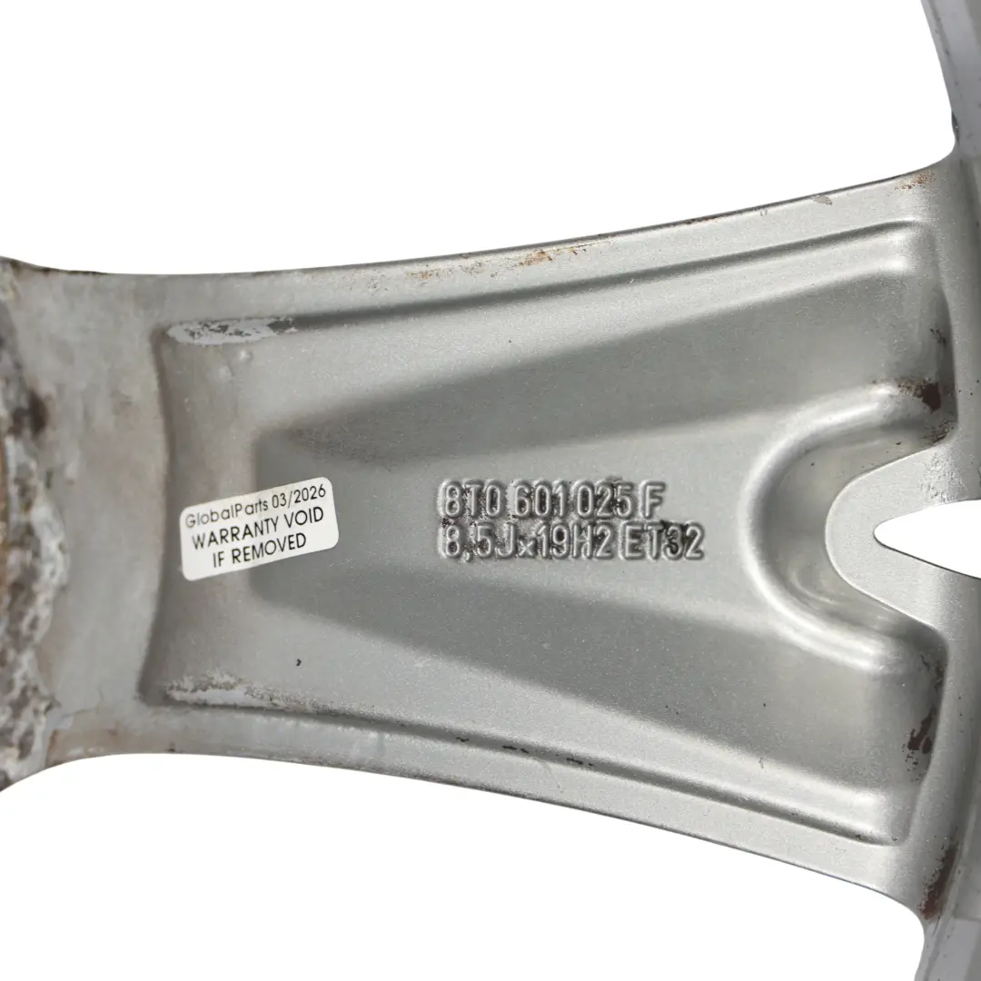 Audi A5 8T 19" 8.5J ET:32 Srebrna Felga Aluminiowa - SKU 8T0601025F-2 - Numer Części 8T0601025F