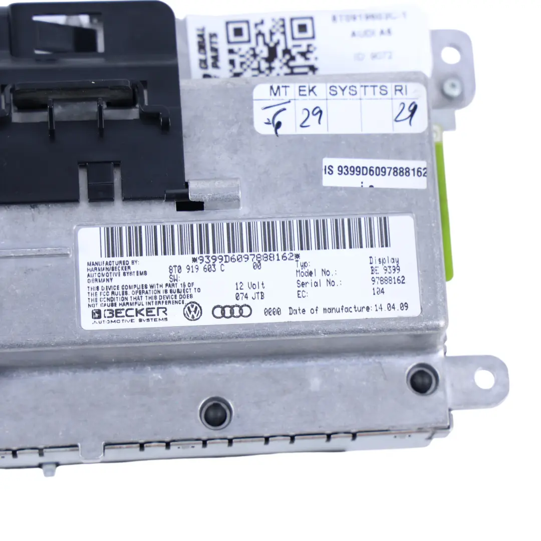 Audi A5 8T Display Screen Radio Multimedia Navigation Display - SKU 8T0919603C-1 - Part number 8T0919603C