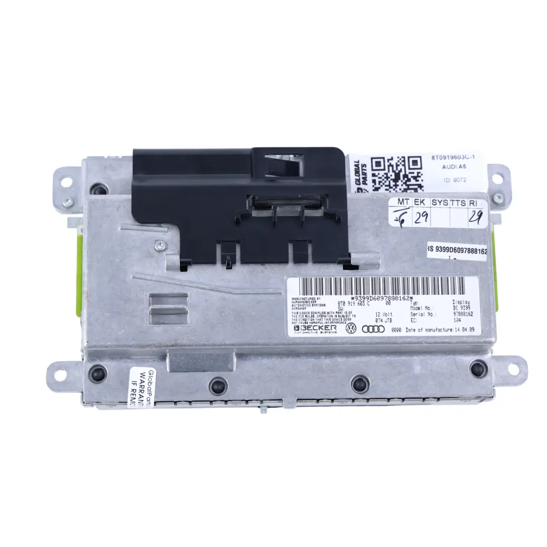 Display Screen Radio Multimedia Navigation Display to Audi A5 8T with Part number 8T0919603C Audi A5 8T Display Screen Radio Multimedia Navigation Display - SKU 8T0919603C-1 - Part number 8T0919603C
