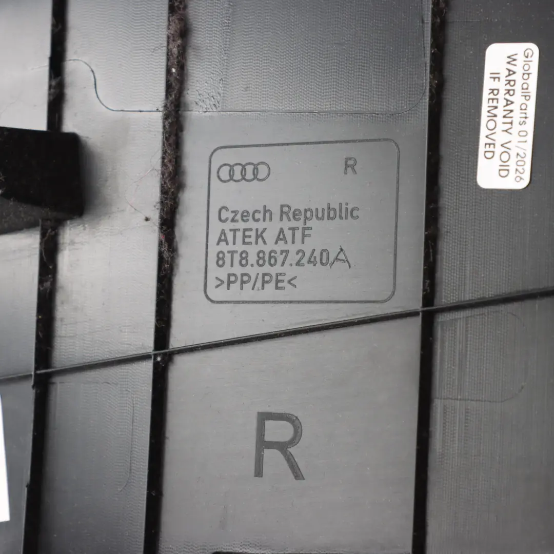 Audi A5 S5 8T B Pillar Column Cover Panel Interior Black Left N/S - SKU 8T8867240A - Part number 8T8867240A