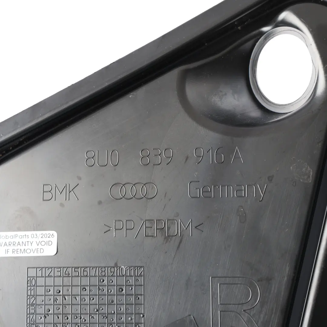 RSQ3 Door Inner Panel Access Cover Rear Right O/S to Audi Q3 8U with Part number 8U0839916A Audi Q3 8U RSQ3 Door Inner Panel Access Cover Rear Right O/S - SKU 8U0839916A - Part number 8U0839916A