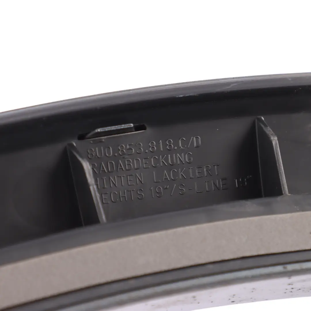 Wing Wheel Arch Trim Right O/S Monsoon Grey Metallic - X7R to Audi Q3 8U Rear with Part number 8U0853818D Audi Q3 8U Rear Wing Wheel Arch Trim Right O/S Monsoon Grey Metallic - X7R - SKU 8U0853818D-MOG - Part number 8U0853818D