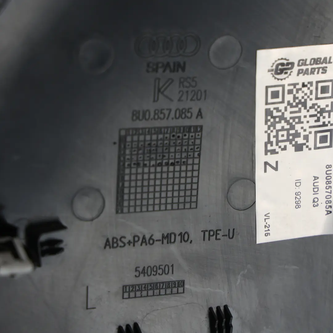 Audi Q3 8U Osłona Boczna Deski Rozdzielczej Czarny Soul Lewa - SKU 8U0857085A - Numer Części 8U0857085A