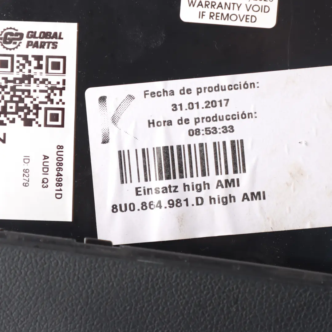 Audi Q3 8U Centre Console Storage Compartment Tray - SKU 8U0864981A-1 - Part number 8U0864981A