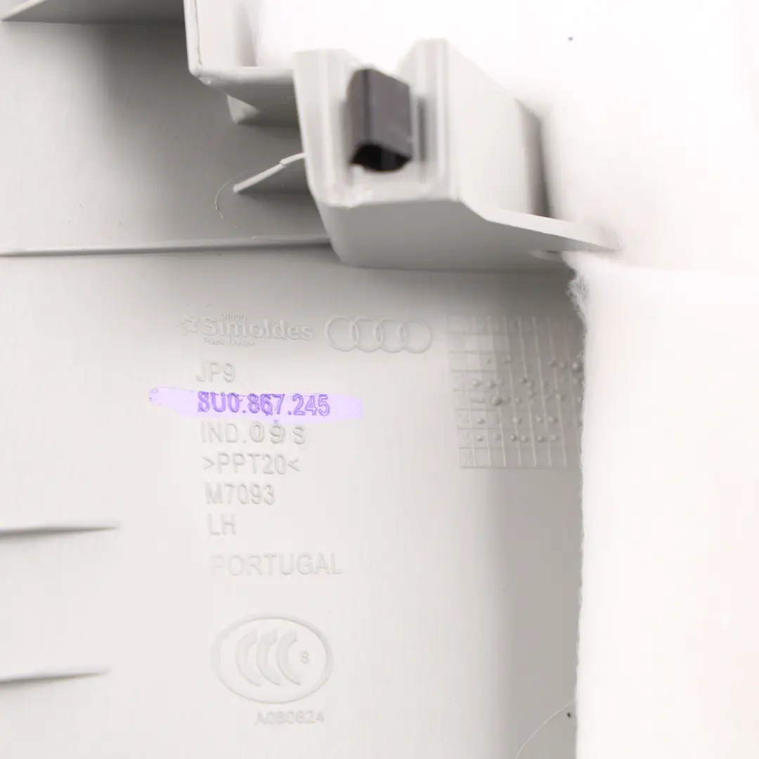 D-Pillar Cover Trim Panel Upper Left N/S Crystal Silver to Audi Q3 8U with Part number 8U0867245 Audi Q3 8U D-Pillar Cover Trim Panel Upper Left N/S Crystal Silver - SKU 8U0867245-1 - Part number 8U0867245