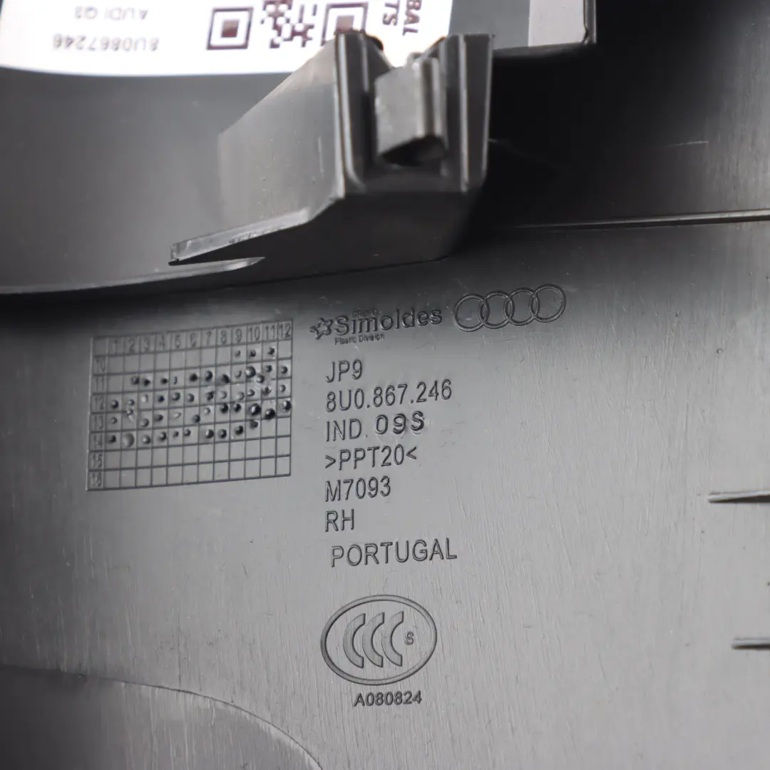 Interior Column Cover D-Pillar Upper Trim Panel Right O/S to Audi Q3 8U with Part number 8U0867246 Audi Q3 8U Interior Column Cover D-Pillar Upper Trim Panel Right O/S - SKU 8U0867246 - Part number 8U0867246