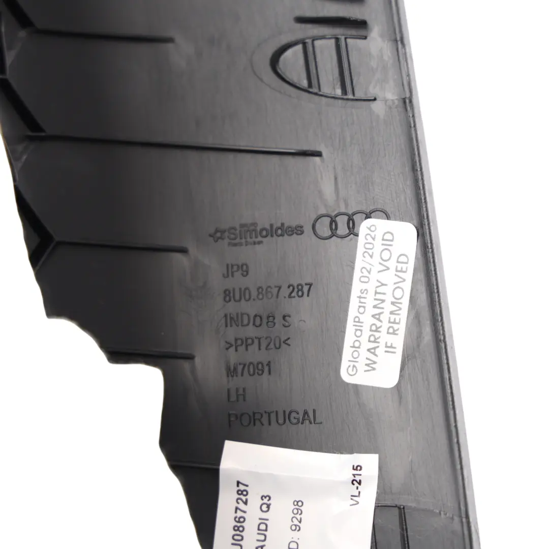 Interior Column C-Pillar Cover Upper Trim Panel Left N/S to Audi Q3 8U with Part number 8U0867287 Audi Q3 8U Interior Column C-Pillar Cover Upper Trim Panel Left N/S - SKU 8U0867287 - Part number 8U0867287